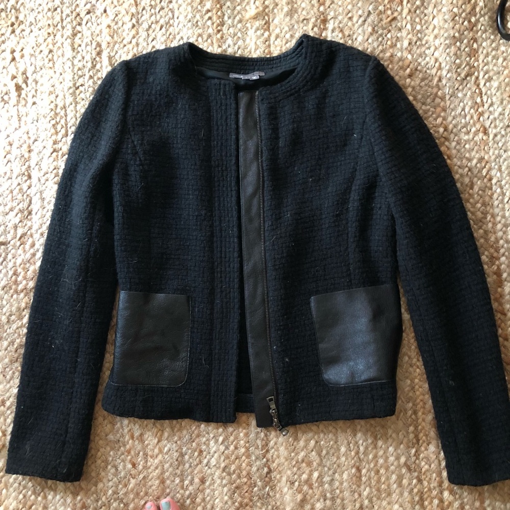Wool Vince. Jacket with leather accents. Size 4